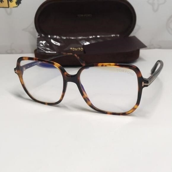 Tom Ford TF5578-B 052 “Blue Control” Eyeglasses – Tortoise (Shiny Havana) - Picture 4 of 11